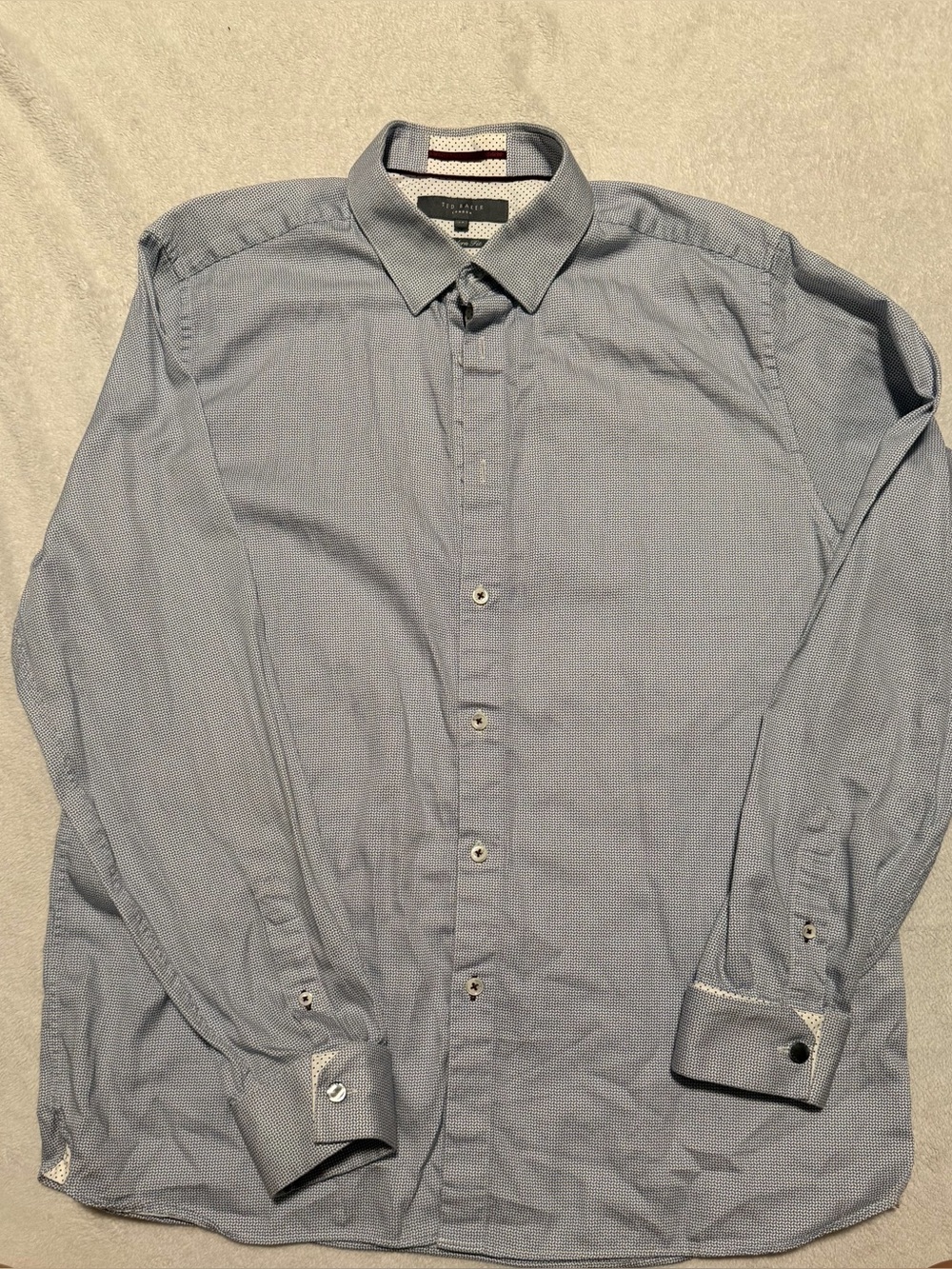 Men's Ted Baker Blue and White Long-Sleeve Dress Shirt